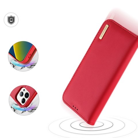 Dux Ducis Hivo skórzane etui z klapką pokrowiec ze skóry naturalnej portfel na karty i dokumenty iPhone 14 Pro czerwony Dux Ducis Hivo skórzane etui z klapką pokrowiec ze skóry naturalnej portfel na karty i dokumenty iPhone 14 Pro czerwony