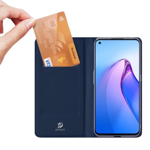 Dux Ducis Skin Pro etui Oppo Reno 8 pokrowiec z klapką portfel na kartę podstawka niebieskie Dux Ducis Skin Pro etui Oppo Reno 8 pokrowiec z klapką portfel na kartę podstawka niebieskie