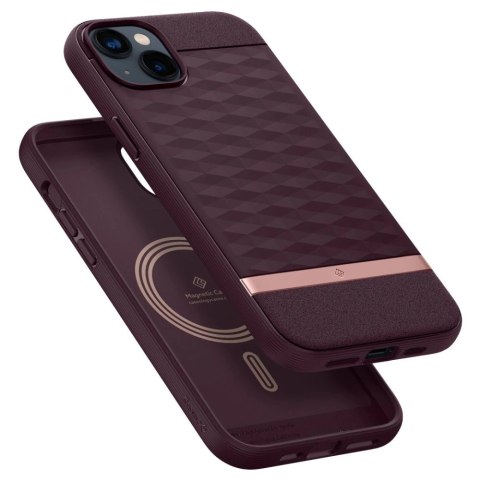 Etui Caseology Parallax Mag z MagSafe na iPhone 14 Plus - burgundowe
