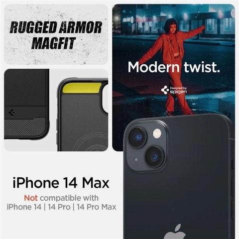 Etui Spigen Rugged Armor Mag z MagSafe na iPhone 14 Plus - czarny mat Etui Spigen Rugged Armor Mag z MagSafe na iPhone 14 Plus - czarny mat