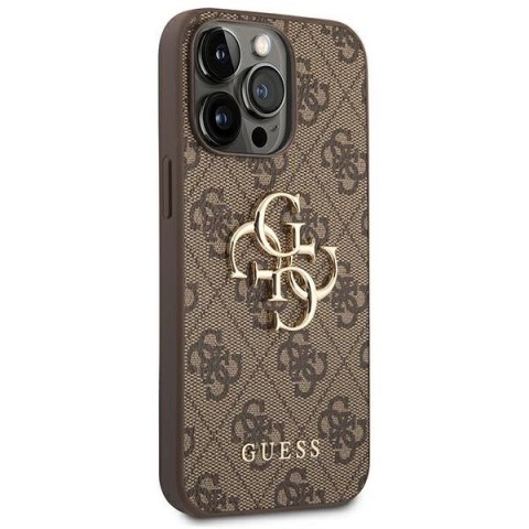Etui Guess 4G Big Metal Logo na iPhone 14 Pro - brązowe