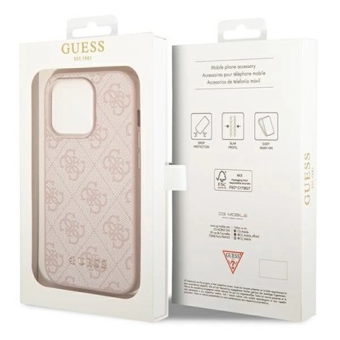 Etui Guess 4G Metal Gold Logo na iPhone 14 Pro Max - różowe