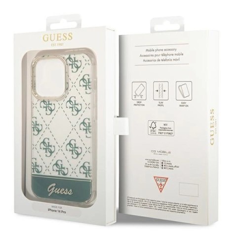 Etui Guess 4G Pattern Script na iPhone 14 Pro Max - khaki