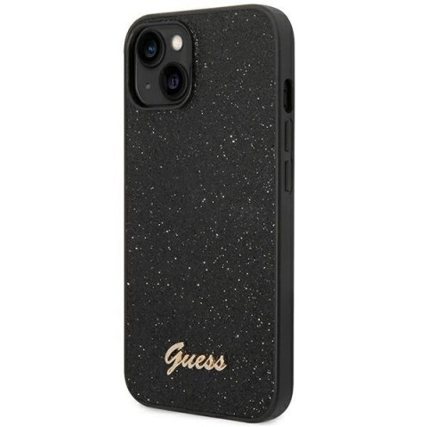 Etui Guess Glitter Script na iPhone 14 Plus - czarne