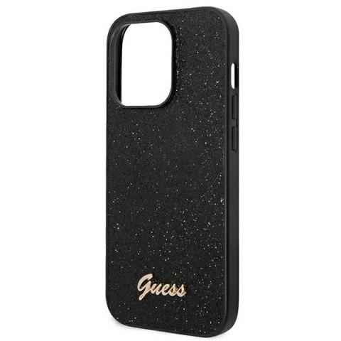 Etui Guess Glitter Script na iPhone 14 Pro - czarne
