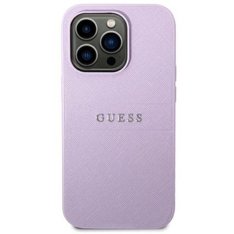 Etui Guess Saffiano Strap na iPhone 14 Pro - fioletowe