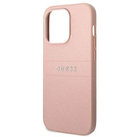 Etui Guess Saffiano Strap na iPhone 14 Pro - różowe