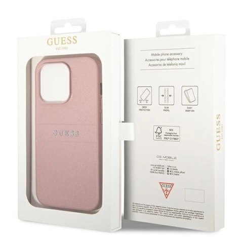 Etui Guess Saffiano Strap na iPhone 14 Pro - różowe