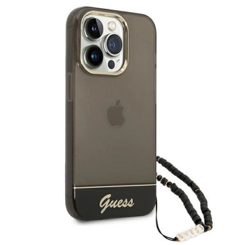 Etui Guess Translucent Pearl Strap na iPhone 14 Pro - czarne
