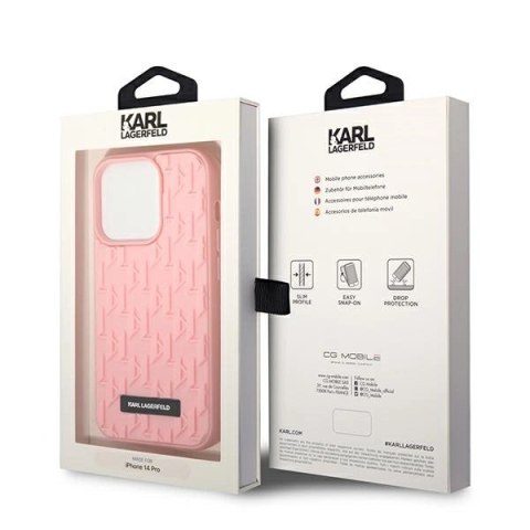 Etui Karl Lagerfeld 3D Monogram na iPhone 14 Pro - różowe