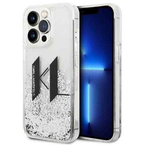 Etui Karl Lagerfeld Liquid Glitter Big KL na iPhone 14 Pro - srebrne Etui Karl Lagerfeld Liquid Glitter Big KL na iPhone 14 Pro - srebrne