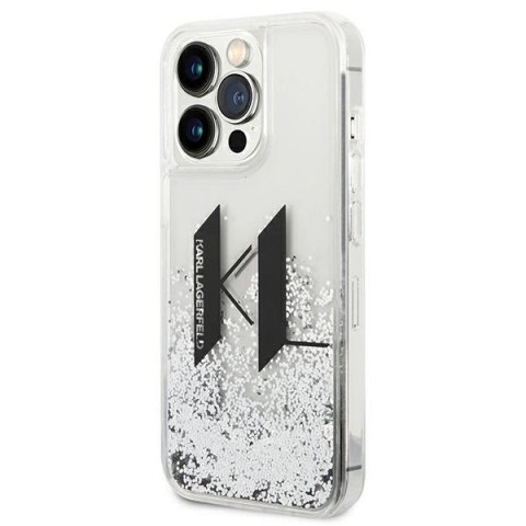 Etui Karl Lagerfeld Liquid Glitter Big KL na iPhone 14 Pro - srebrne Etui Karl Lagerfeld Liquid Glitter Big KL na iPhone 14 Pro - srebrne