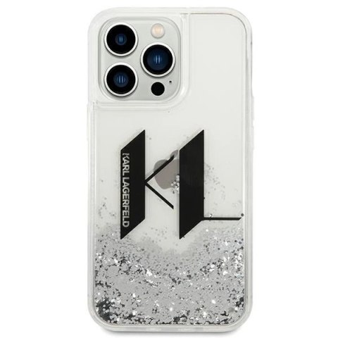 Etui Karl Lagerfeld Liquid Glitter Big KL na iPhone 14 Pro - srebrne Etui Karl Lagerfeld Liquid Glitter Big KL na iPhone 14 Pro - srebrne
