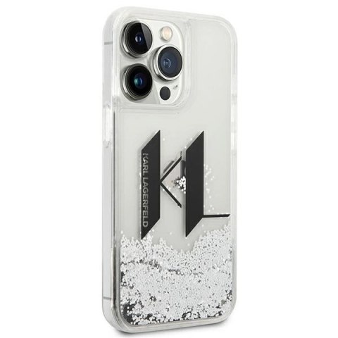 Etui Karl Lagerfeld Liquid Glitter Big KL na iPhone 14 Pro - srebrne Etui Karl Lagerfeld Liquid Glitter Big KL na iPhone 14 Pro - srebrne