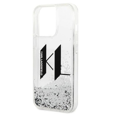 Etui Karl Lagerfeld Liquid Glitter Big KL na iPhone 14 Pro - srebrne Etui Karl Lagerfeld Liquid Glitter Big KL na iPhone 14 Pro - srebrne