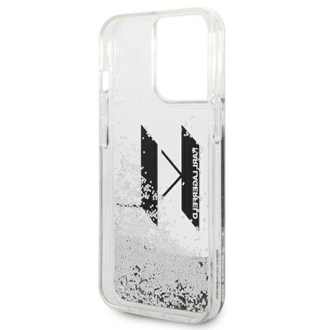Etui Karl Lagerfeld Liquid Glitter Big KL na iPhone 14 Pro - srebrne Etui Karl Lagerfeld Liquid Glitter Big KL na iPhone 14 Pro - srebrne