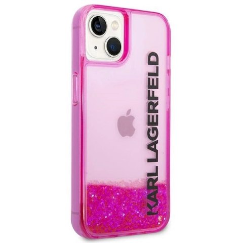 Etui Karl Lagerfeld Liquid Glitter Elong na iPhone 14 6,1" - różowe Etui Karl Lagerfeld Liquid Glitter Elong na iPhone 14 6,1" - różowe
