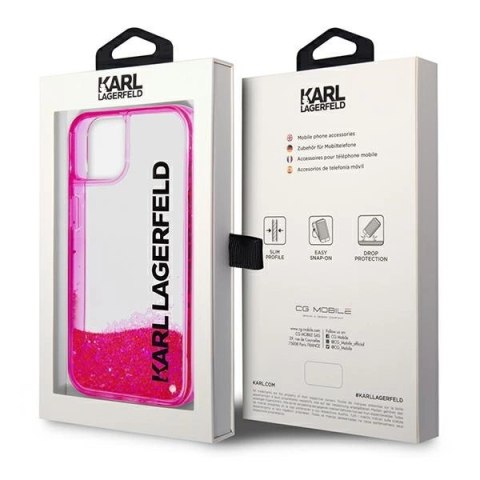 Etui Karl Lagerfeld Liquid Glitter Elong na iPhone 14 Plus - różowe Etui Karl Lagerfeld Liquid Glitter Elong na iPhone 14 Plus - różowe