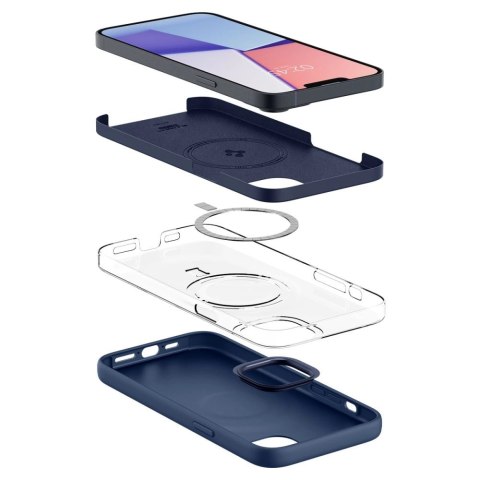 Etui Spigen Silicone Fit Mag z MagSafe na iPhone 14 Plus - niebieskie Etui Spigen Silicone Fit Mag z MagSafe na iPhone 14 Plus - niebieskie