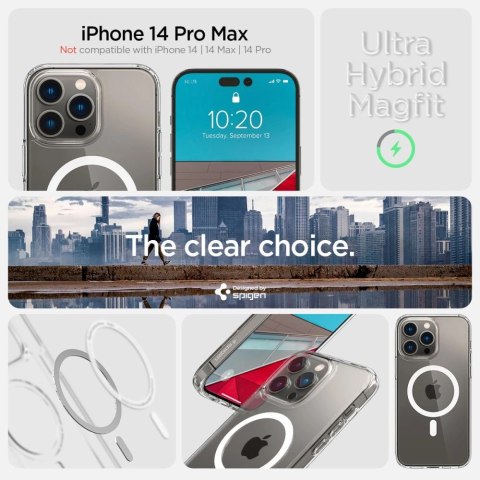 Etui Spigen Ultra Hybrid Mag z MagSafe na iPhone 14 Pro Max - przezroczysto-białe Etui Spigen Ultra Hybrid Mag z MagSafe na iPhone 14 Pro Max - przezroczysto-białe