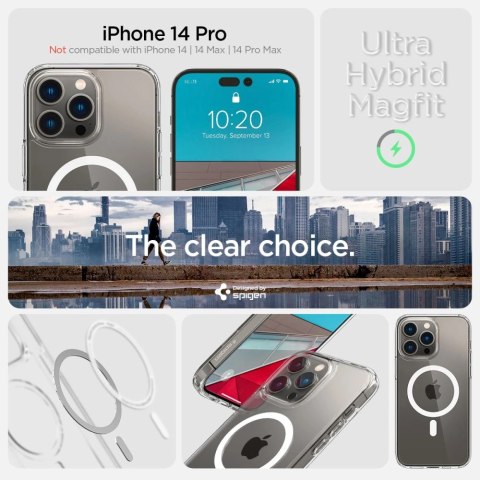 Etui Spigen Ultra Hybrid Mag z MagSafe na iPhone 14 Pro - przezroczysto-białe Etui Spigen Ultra Hybrid Mag z MagSafe na iPhone 14 Pro - przezroczysto-białe