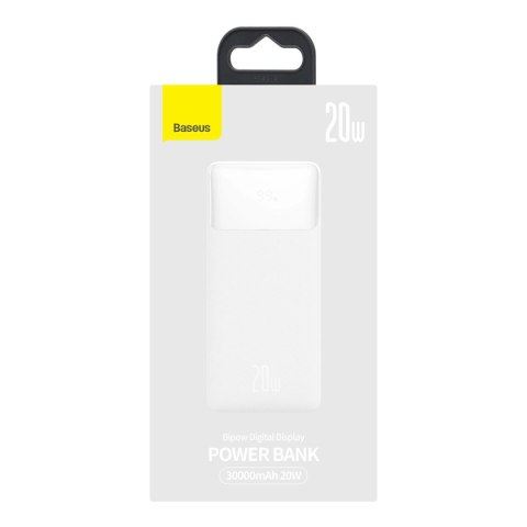 Baseus Bipow powerbank z szybkim ładowaniem 30000mAh 20W biały (Overseas Edition) + kabel USB-A - Micro USB 0.25m biały (PPBD050 Baseus Bipow powerbank z szybkim ładowaniem 30000mAh 20W biały (Overseas Edition) + kabel USB-A - Micro USB 0.25m biały (PPBD050