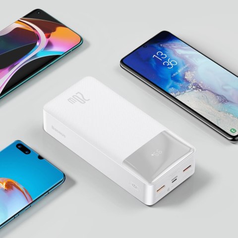 Baseus Bipow powerbank z szybkim ładowaniem 30000mAh 20W biały (Overseas Edition) + kabel USB-A - Micro USB 0.25m biały (PPBD050 Baseus Bipow powerbank z szybkim ładowaniem 30000mAh 20W biały (Overseas Edition) + kabel USB-A - Micro USB 0.25m biały (PPBD050