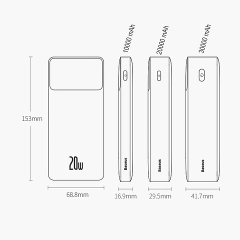 Baseus Bipow powerbank z szybkim ładowaniem 30000mAh 20W biały (Overseas Edition) + kabel USB-A - Micro USB 0.25m biały (PPBD050 Baseus Bipow powerbank z szybkim ładowaniem 30000mAh 20W biały (Overseas Edition) + kabel USB-A - Micro USB 0.25m biały (PPBD050