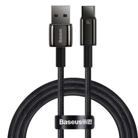 Baseus Tungsten Gold kabel USB-A - USB-C 480Mb/s 100W 1m czarny (CAWJ000001) Baseus Tungsten Gold kabel USB-A - USB-C 480Mb/s 100W 1m czarny (CAWJ000001)