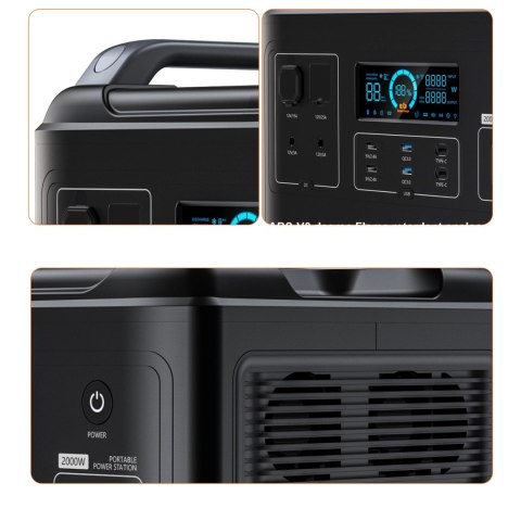 Choetech przenośna stacja zasilania LiFePO4 1997Wh 2000W powerbank czarny (BS006 Super Mini) Choetech przenośna stacja zasilania LiFePO4 1997Wh 2000W powerbank czarny (BS006 Super Mini)