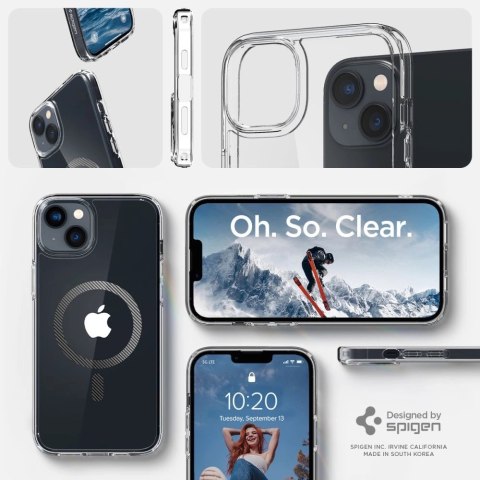 Etui Spigen Ultra Hybrid Mag z MagSafe na iPhone 14 Plus - przezroczysto-szare