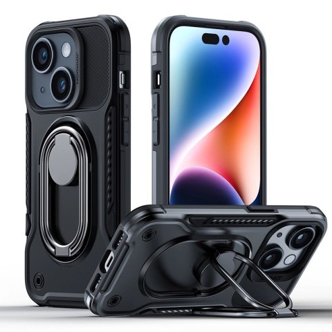 Joyroom Dual Hinge etui iPhone 14 Plus pancerny pokrowiec z podstawką uchwytem ring holder czarne Joyroom Dual Hinge etui iPhone 14 Plus pancerny pokrowiec z podstawką uchwytem ring holder czarne