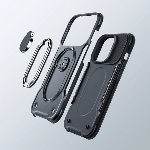 Joyroom Dual Hinge etui iPhone 14 Pro pancerny pokrowiec z podstawką uchwytem ring holder czarne Joyroom Dual Hinge etui iPhone 14 Pro pancerny pokrowiec z podstawką uchwytem ring holder czarne