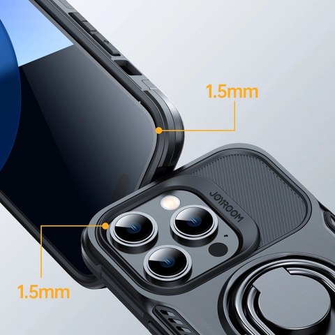Joyroom Dual Hinge etui iPhone 14 Pro pancerny pokrowiec z podstawką uchwytem ring holder czarne Joyroom Dual Hinge etui iPhone 14 Pro pancerny pokrowiec z podstawką uchwytem ring holder czarne
