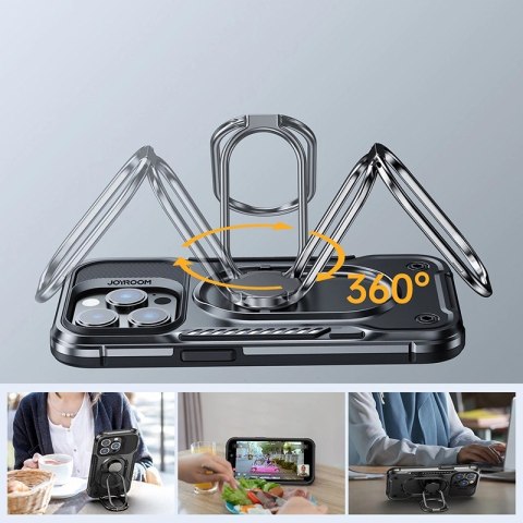Joyroom Dual Hinge etui iPhone 14 Pro pancerny pokrowiec z podstawką uchwytem ring holder czarne Joyroom Dual Hinge etui iPhone 14 Pro pancerny pokrowiec z podstawką uchwytem ring holder czarne