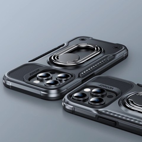 Joyroom Dual Hinge etui iPhone 14 Pro pancerny pokrowiec z podstawką uchwytem ring holder czarne Joyroom Dual Hinge etui iPhone 14 Pro pancerny pokrowiec z podstawką uchwytem ring holder czarne
