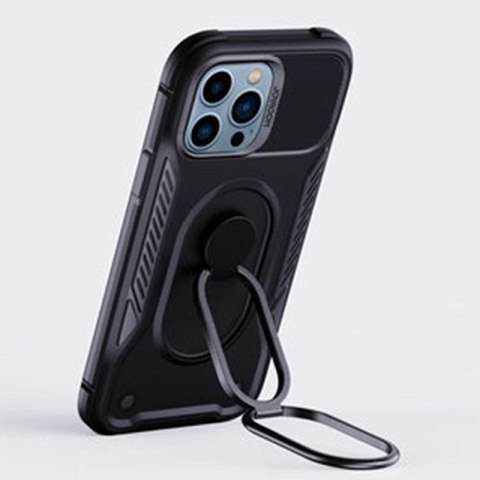 Joyroom Dual Hinge etui iPhone 14 Pro pancerny pokrowiec z podstawką uchwytem ring holder czarne Joyroom Dual Hinge etui iPhone 14 Pro pancerny pokrowiec z podstawką uchwytem ring holder czarne