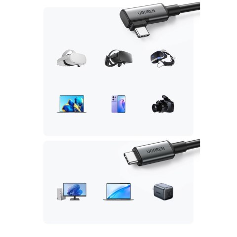 Kabel Ugreen US551 kątowy USB-C - USB-C PD 60W 3A 5Gb/s 5m - czarny Kabel Ugreen US551 kątowy USB-C - USB-C PD 60W 3A 5Gb/s 5m - czarny