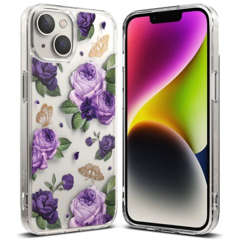 Ringke Fusion Design pancerne etui pokrowiec z żelową ramką iPhone 14 Plus przezroczysty (Purple rose) (FD637E29) Ringke Fusion Design pancerne etui pokrowiec z żelową ramką iPhone 14 Plus przezroczysty (Purple rose) (FD637E29)