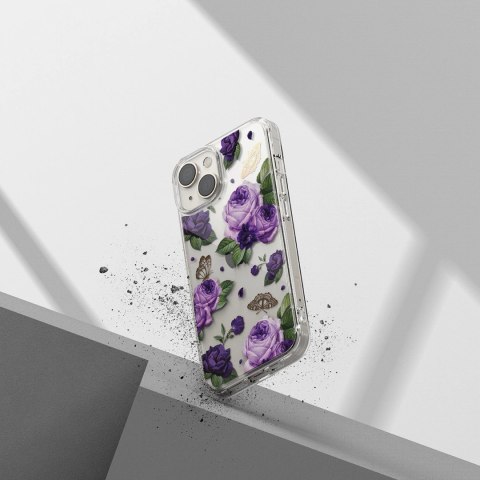 Ringke Fusion Design pancerne etui pokrowiec z żelową ramką iPhone 14 Plus przezroczysty (Purple rose) (FD637E29) Ringke Fusion Design pancerne etui pokrowiec z żelową ramką iPhone 14 Plus przezroczysty (Purple rose) (FD637E29)