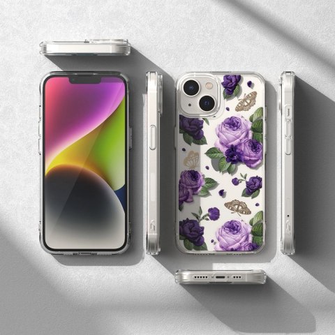 Ringke Fusion Design pancerne etui pokrowiec z żelową ramką iPhone 14 Plus przezroczysty (Purple rose) (FD637E29) Ringke Fusion Design pancerne etui pokrowiec z żelową ramką iPhone 14 Plus przezroczysty (Purple rose) (FD637E29)