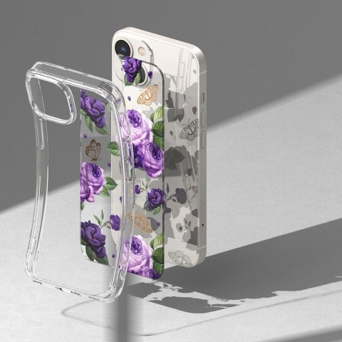 Ringke Fusion Design pancerne etui pokrowiec z żelową ramką iPhone 14 Plus przezroczysty (Purple rose) (FD637E29) Ringke Fusion Design pancerne etui pokrowiec z żelową ramką iPhone 14 Plus przezroczysty (Purple rose) (FD637E29)