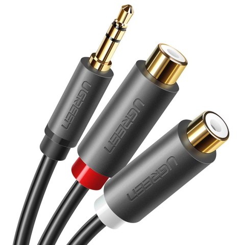 Ugreen adapter audio jack 3.5mm męski do 2xRCA żeński kabel 0.25m szary (AV109) Ugreen adapter audio jack 3.5mm męski do 2xRCA żeński kabel 0.25m szary (AV109)