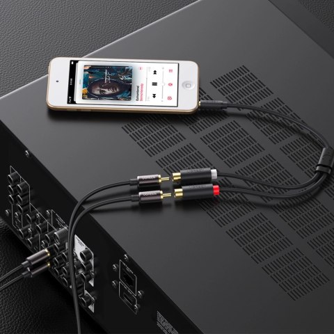 Ugreen adapter audio jack 3.5mm męski do 2xRCA żeński kabel 0.25m szary (AV109) Ugreen adapter audio jack 3.5mm męski do 2xRCA żeński kabel 0.25m szary (AV109)