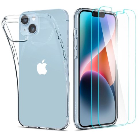 Zestaw etui Spigen Crystal i szkło hartowane na iPhone 14 Plus - przezroczyste Zestaw etui Spigen Crystal i szkło hartowane na iPhone 14 Plus - przezroczyste