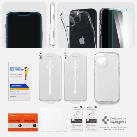 Zestaw etui Spigen Crystal i szkło hartowane na iPhone 14 Plus - przezroczyste Zestaw etui Spigen Crystal i szkło hartowane na iPhone 14 Plus - przezroczyste