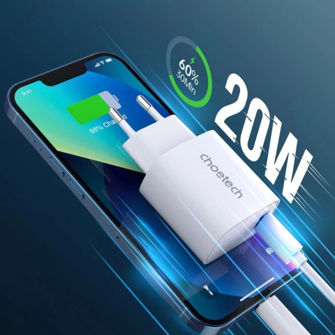Choetech zestaw ładowarek sieciowych Q5004 20W PD iPhone 12/13 biały (2szt.) Choetech zestaw ładowarek sieciowych Q5004 20W PD iPhone 12/13 biały (2szt.)