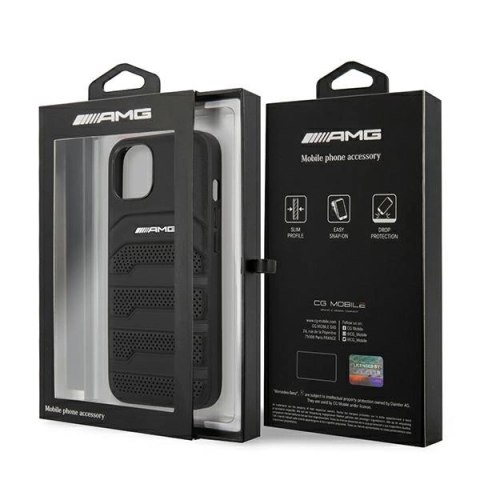 Etui AMG Leather Debossed Lines na iPhone 14 Plus - czarne