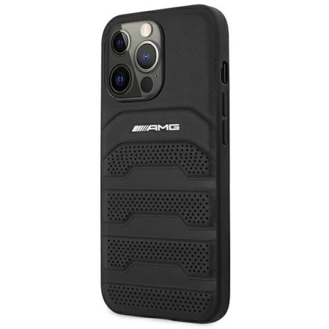 Etui AMG Leather Debossed Lines na iPhone 14 Pro - czarne