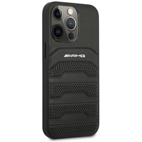 Etui AMG Leather Debossed Lines na iPhone 14 Pro - czarne